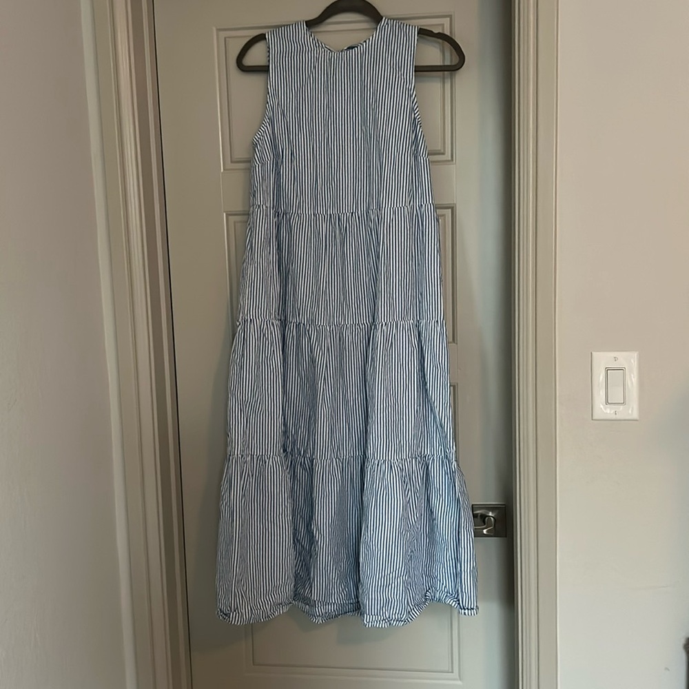 Blue and White float pin stripped maxi dress
